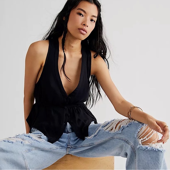 Free People Sheena Vest in Black. Size Small. NWOT - Picture 3 of 6